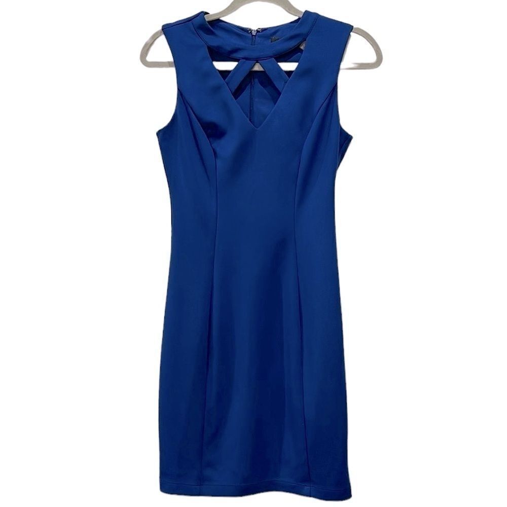 Guess Caged Strap Cobalt Blue Sheath Date Night Dress Size 2​​​​​​​​​​​​​​